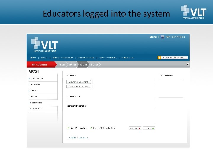 Educators logged into the system 