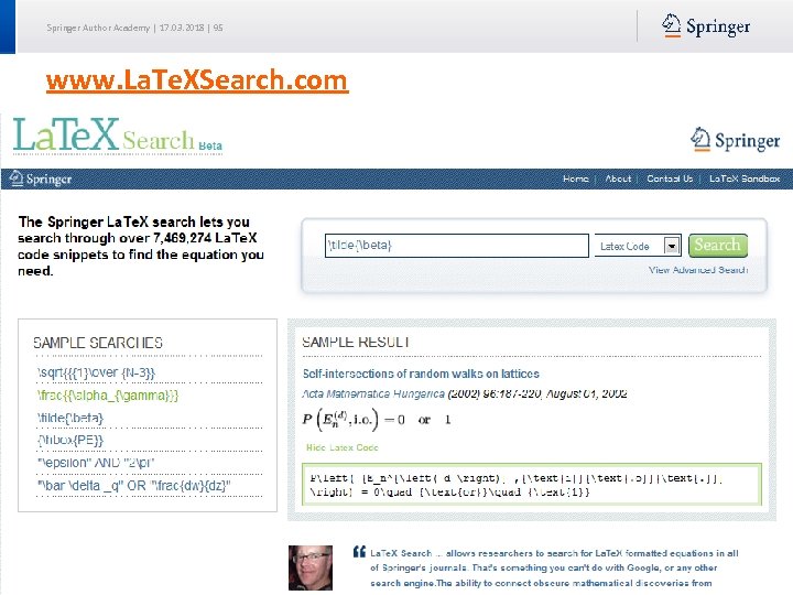 Springer Author Academy | 17. 03. 2018 | 95 www. La. Te. XSearch. com
