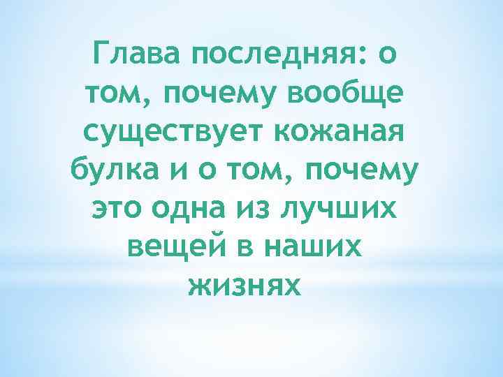 Глава последняя: о том, почему вообще существует кожаная булка и о том, почему это