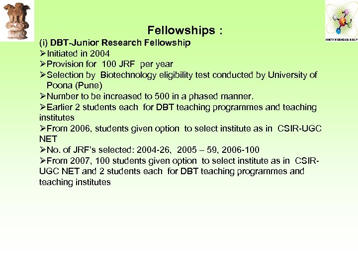 Human Resource Development Programmes Of Department Of Biotechnology