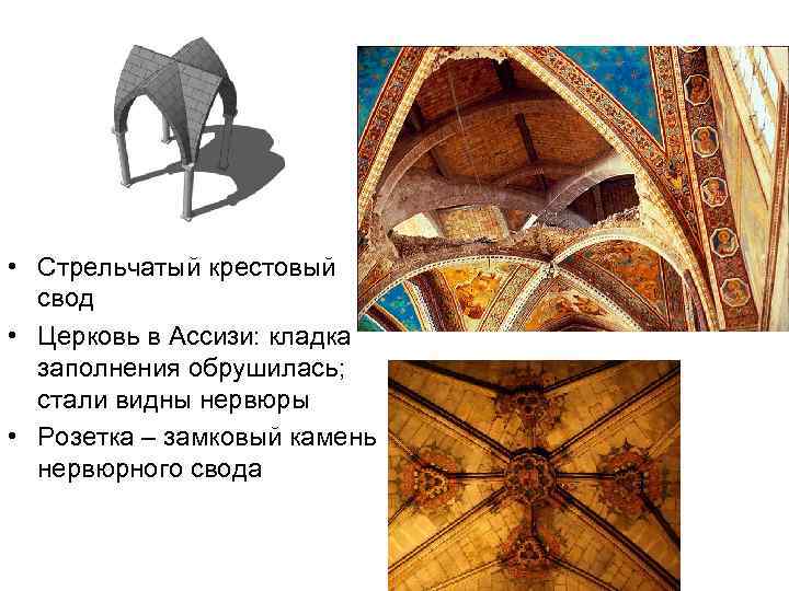  • Стрельчатый крестовый свод • Церковь в Ассизи: кладка заполнения обрушилась; стали видны