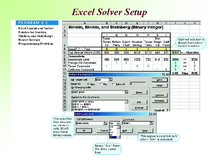 Excel Solver Setup 
