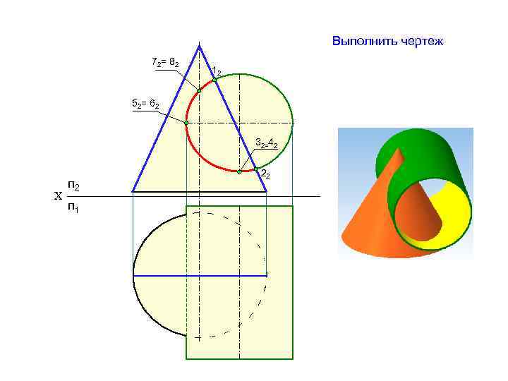 Выполнить чертеж 72= 82 12 52= 62 32=42 Х п 2 п 1 22