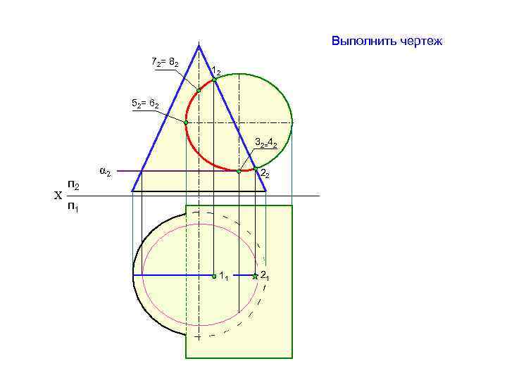 Выполнить чертеж 72= 82 12 52= 62 32=42 Х п 2 α 2 22