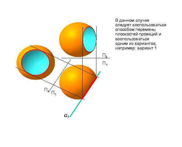 В данном случае следует воспользоваться способом перемены плоскостей проекций и воспользоваться одним из вариантов,