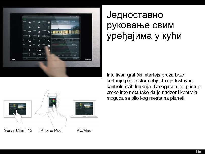 Једноставно руковање свим уређајима у кући Intuitivan grafički interfejs pruža brzo kretanje po prostoru