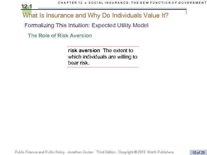 12. 1 CHAPTER 12 ■ SOCIAL INSURANCE: THE NEW FUNCTION OF GOVERNMENT What Is