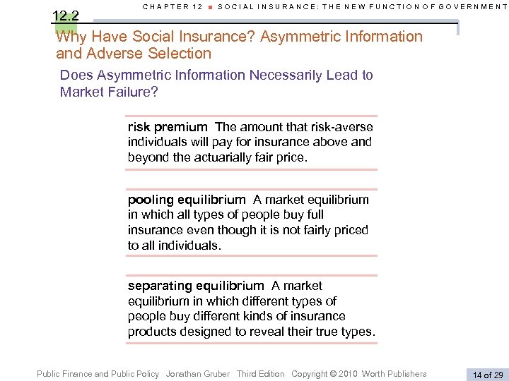 12. 2 CHAPTER 12 ■ SOCIAL INSURANCE: THE NEW FUNCTION OF GOVERNMENT Why Have