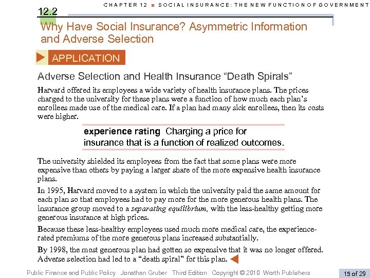 12. 2 CHAPTER 12 ■ SOCIAL INSURANCE: THE NEW FUNCTION OF GOVERNMENT Why Have