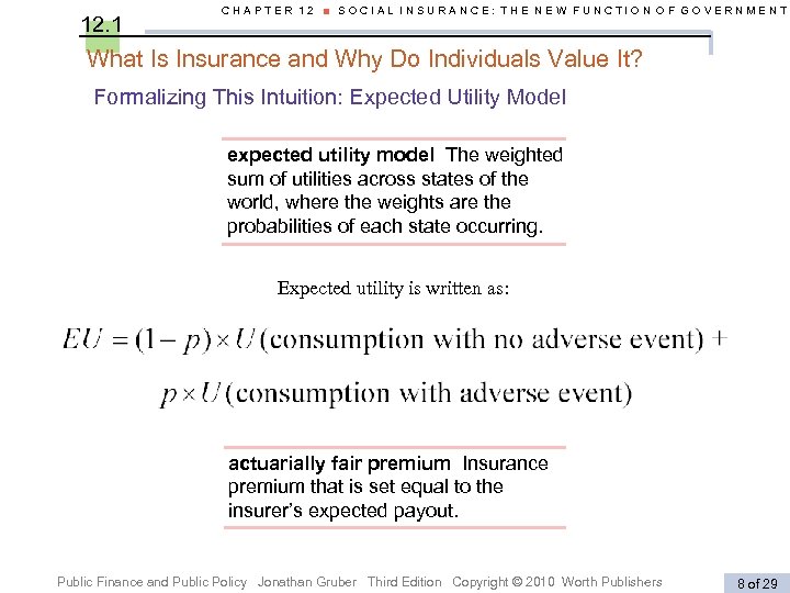 12. 1 CHAPTER 12 ■ SOCIAL INSURANCE: THE NEW FUNCTION OF GOVERNMENT What Is