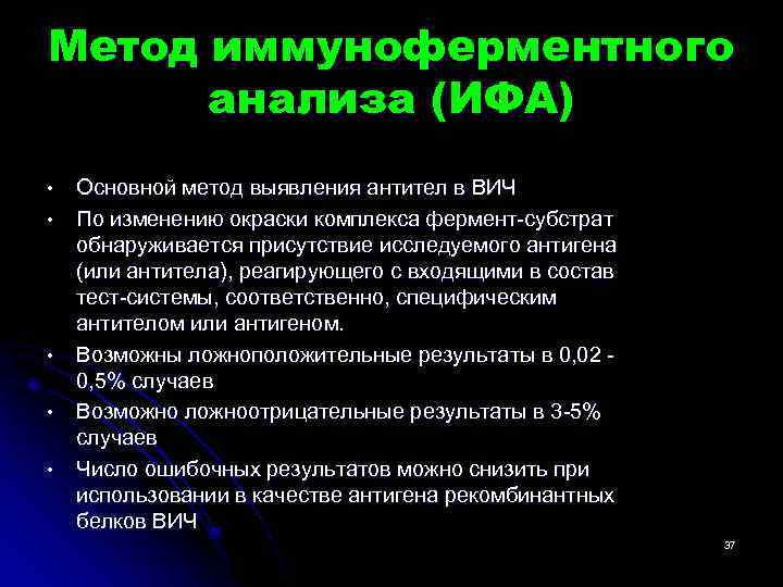 Метод иммуноферментного анализа (ИФА) • • • Основной метод выявления антител в ВИЧ По