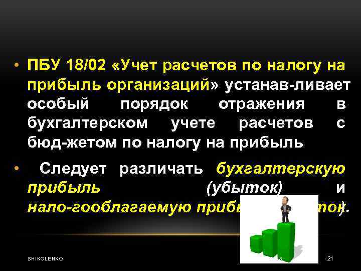  • ПБУ 18/02 «Учет расчетов по налогу на прибыль организаций» устанав ливает особый