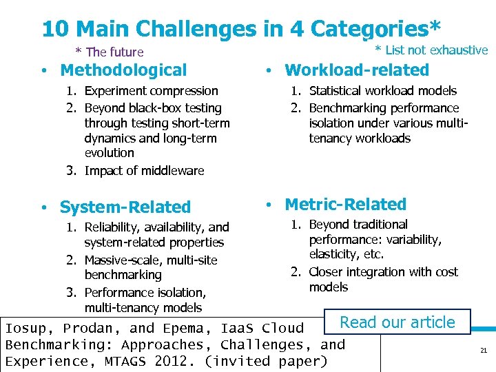 10 Main Challenges in 4 Categories* * The future • Methodological 1. Experiment compression