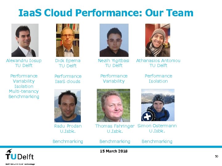 Iaa. S Cloud Performance: Our Team Alexandru Iosup TU Delft Dick Epema TU Delft