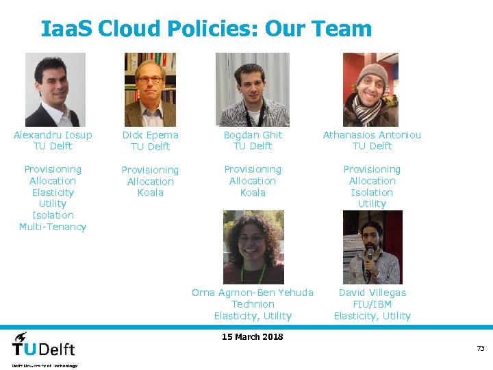 Iaa. S Cloud Policies: Our Team Alexandru Iosup TU Delft Dick Epema TU Delft