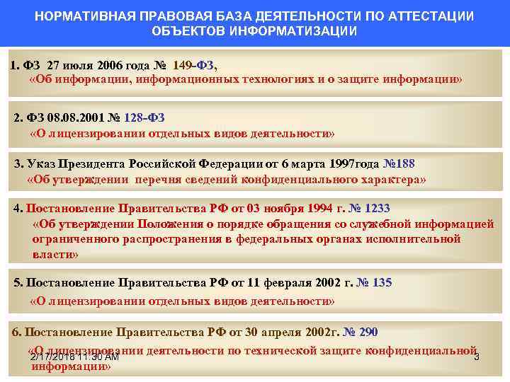 Пп 290 о федеральном государственном. Нормативная база деятельности. Нормативно правовые акты по аттестации объектов информатизации. Нормативно правовая база по защите информации. НПА по аттестации объектов информатизации.