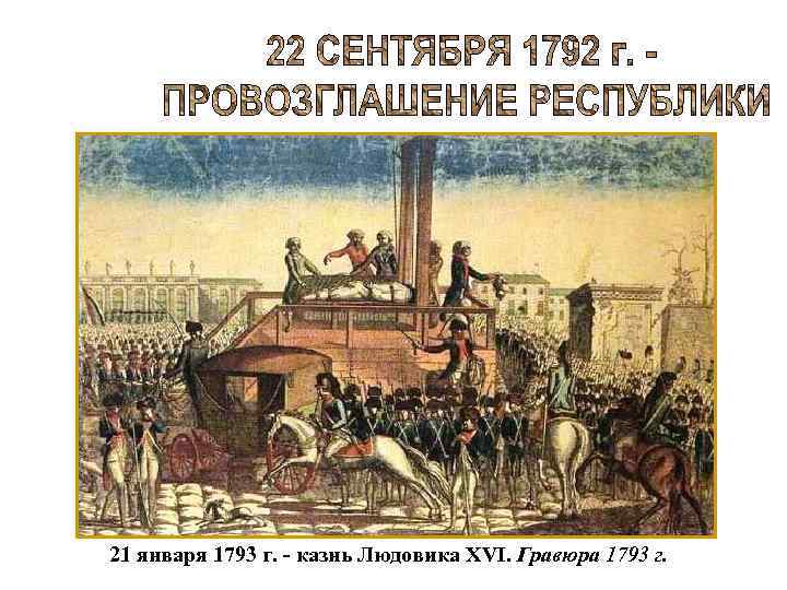 21 января 1793 г. - казнь Людовика XVI. Гравюра 1793 г. 