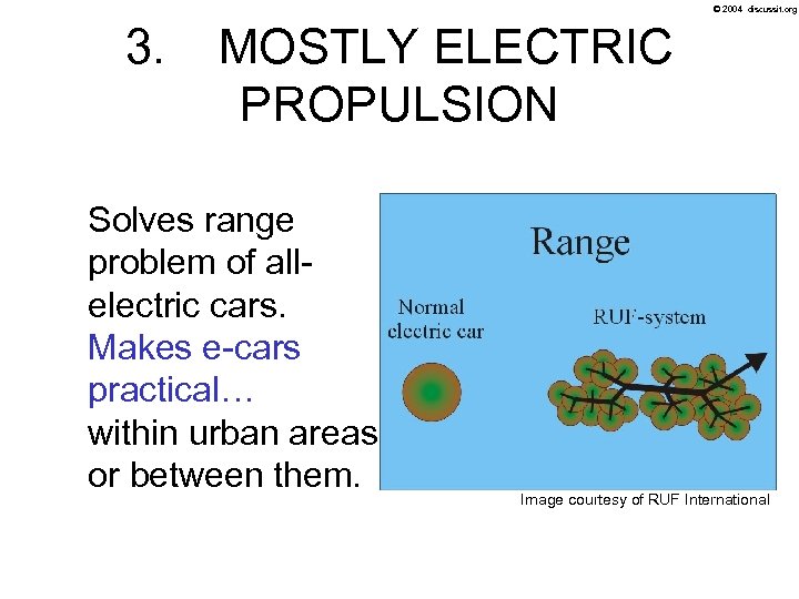 © 2004 discussit. org 3. MOSTLY ELECTRIC PROPULSION Solves range problem of allelectric cars.