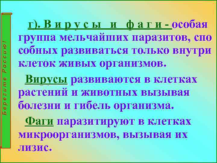 Берегите Россию! г). В и р у с ы и ф а г и