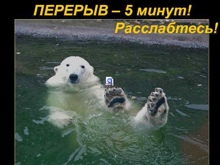 ПЕРЕРЫВ – 5 минут! Расслабтесь! 