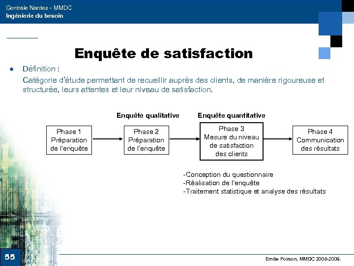 Centrale Nantes - MMDC Ingénierie du besoin Enquête de satisfaction ● Définition : Catégorie