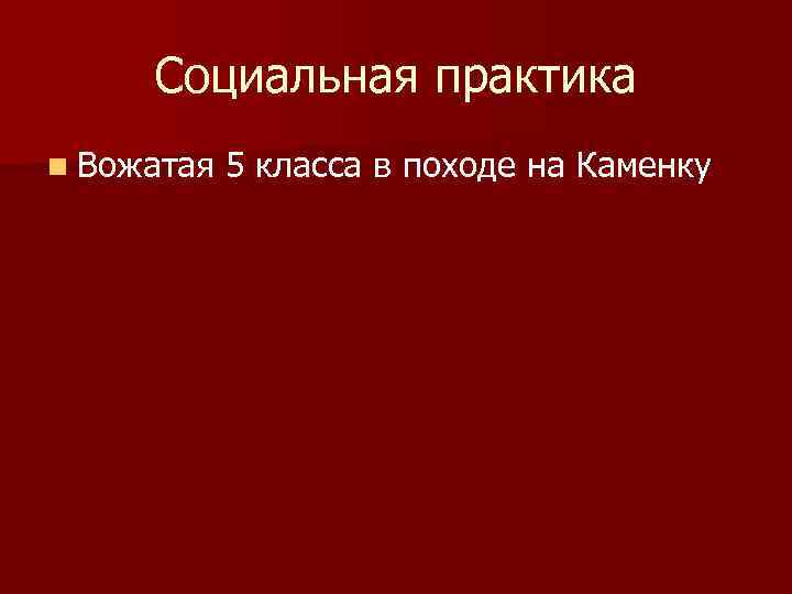 Социальная практика n Вожатая 5 класса в походе на Каменку 