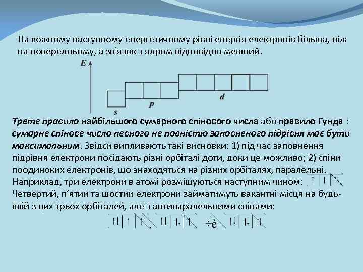 На кожному наступному енергетичному рівні енергія електронів більша, ніж на попередньому, а зв'язок з