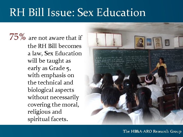 RH Bill Issue: Sex Education 75% are not aware that if the RH Bill