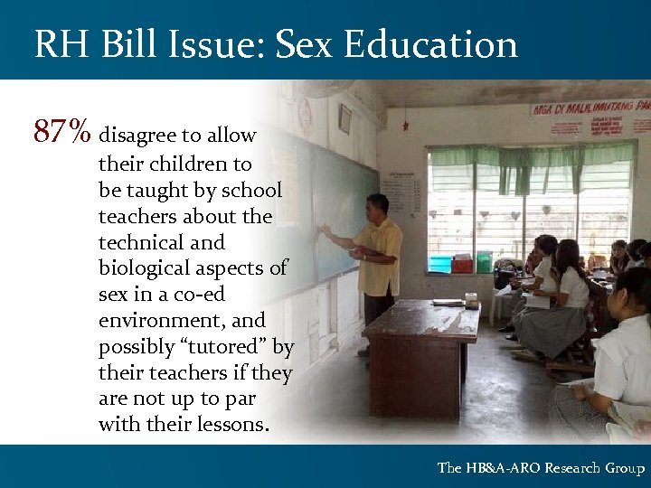 RH Bill Issue: Sex Education 87% disagree to allow their children to be taught