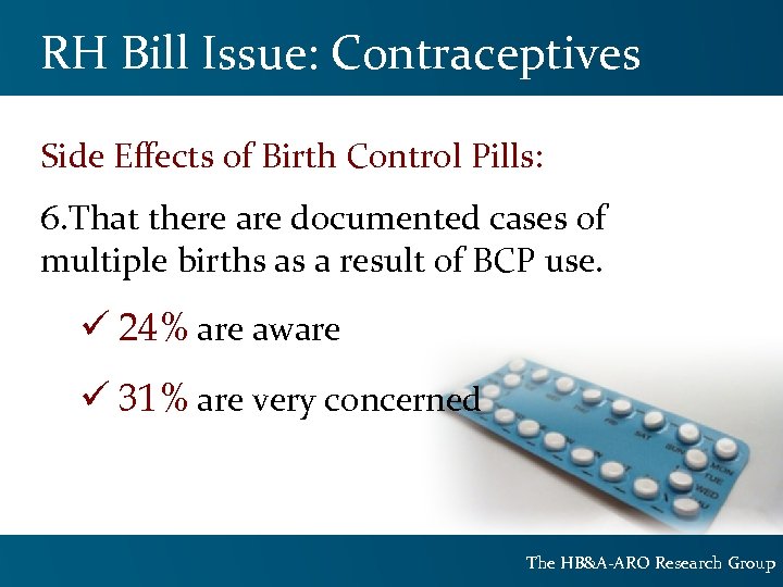 RH Bill Issue: Contraceptives Side Effects of Birth Control Pills: 6. That there are