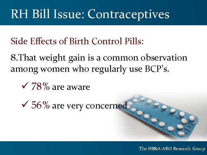 RH Bill Issue: Contraceptives Side Effects of Birth Control Pills: 8. That weight gain