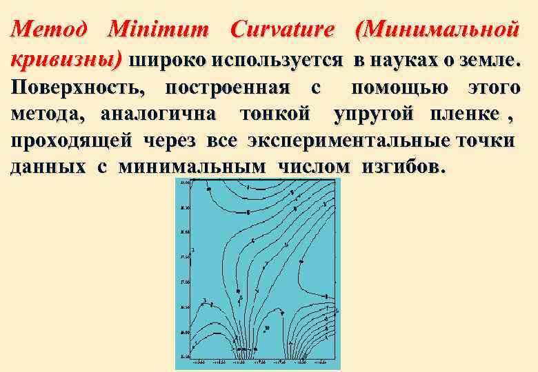 Метод Minimum Curvature (Минимальной кривизны) широко используется в науках о земле. Поверхность, построенная с