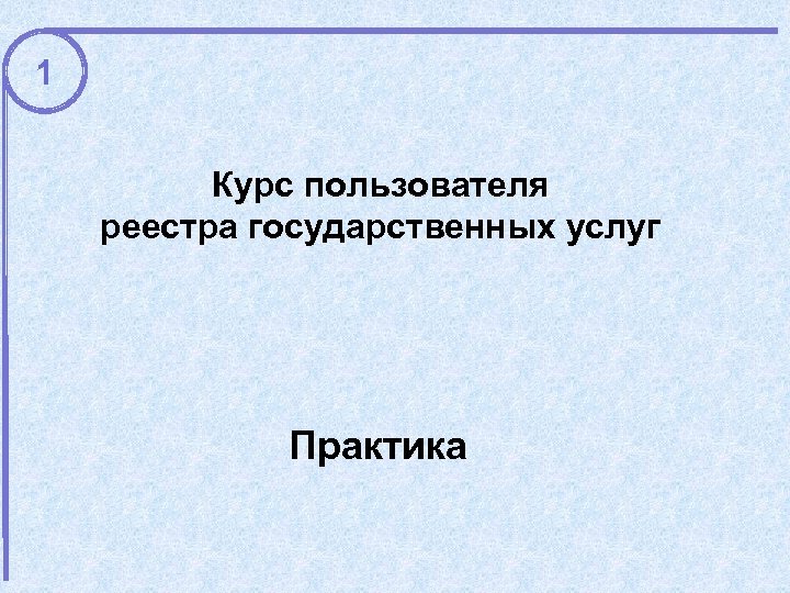 1 Курс пользователя реестра государственных услуг Практика 