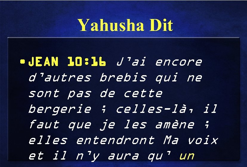 Yahusha Dit • JEAN 10: 16 J’ai encore d’autres brebis qui ne sont pas