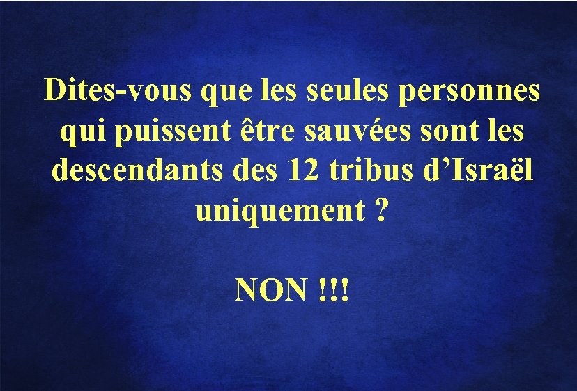 Dites-vous que les seules personnes qui puissent être sauvées sont les descendants des 12