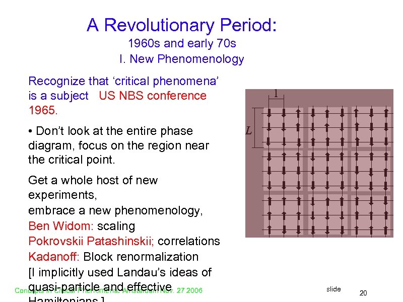 A Revolutionary Period: 1960 s and early 70 s I. New Phenomenology Recognize that