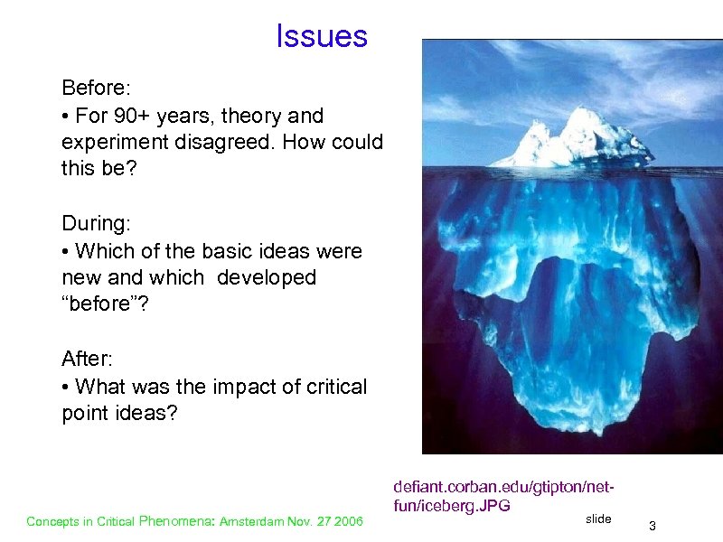 Issues Before: • For 90+ years, theory and experiment disagreed. How could this be?