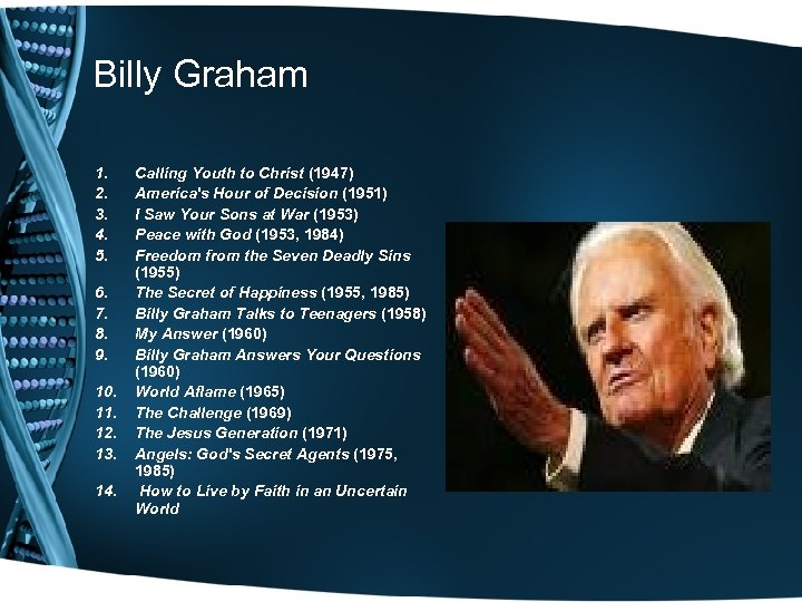 Billy Graham 1. 2. 3. 4. 5. 6. 7. 8. 9. 10. 11. 12.