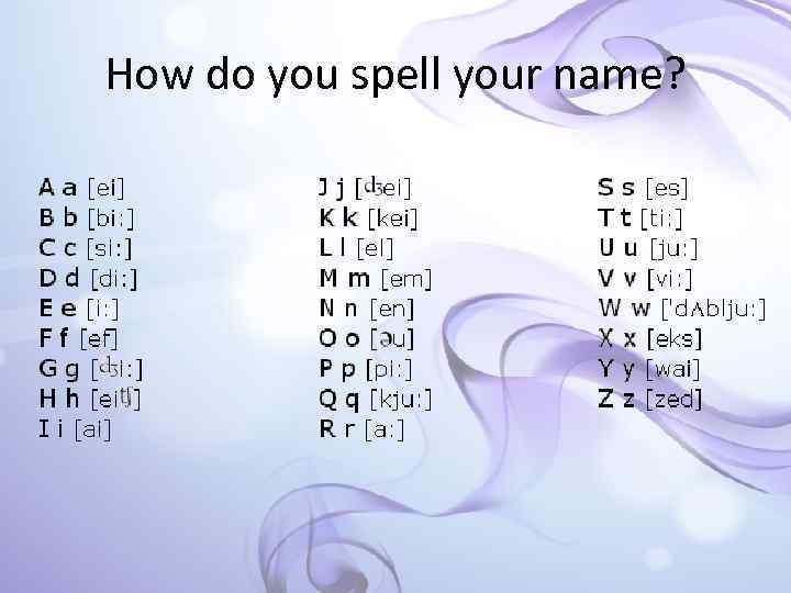 How do you spell your name? 