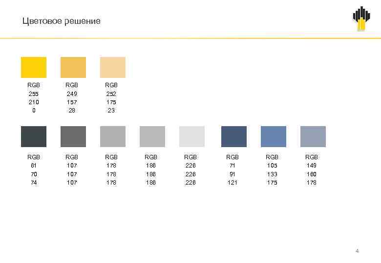 Цветовое решение RGB 255 210 0 RGB 249 157 28 RGB 252 175 23