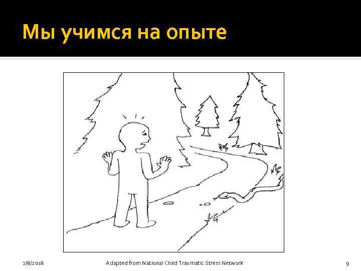 Мы учимся на опыте 2/8/2018 Adapted from National Child Traumatic Stress Network 9 
