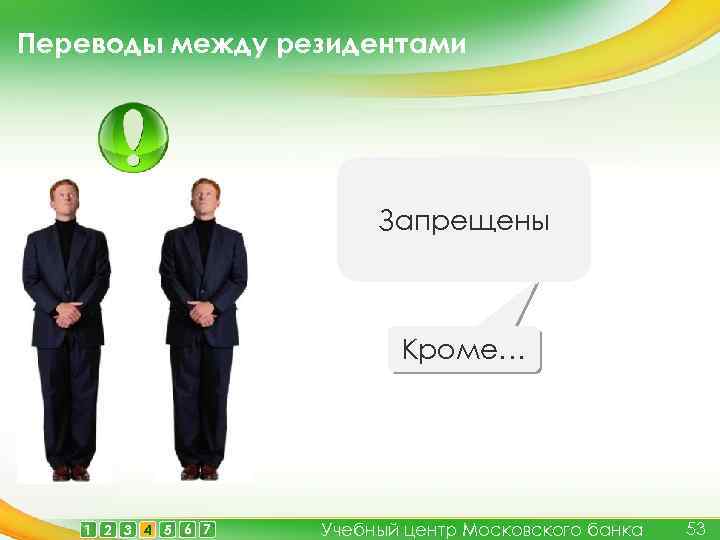 Переводы между резидентами Запрещены Кроме… 1 2 3 4 5 6 7 Учебный центр