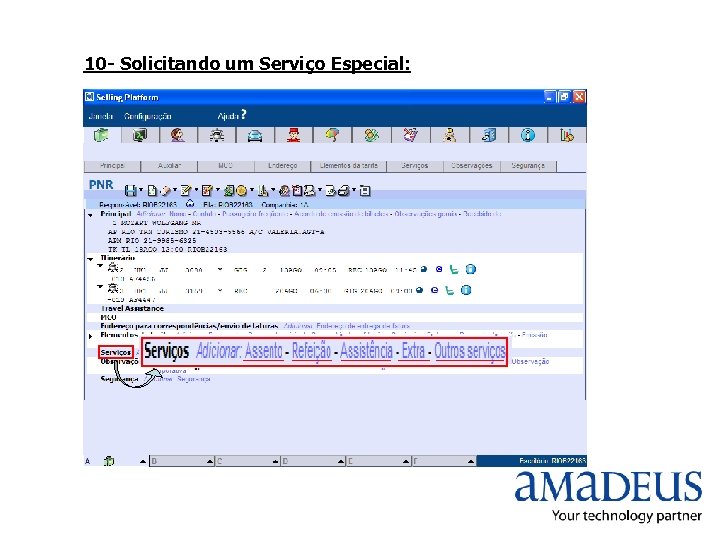 10 - Solicitando um Serviço Especial: 