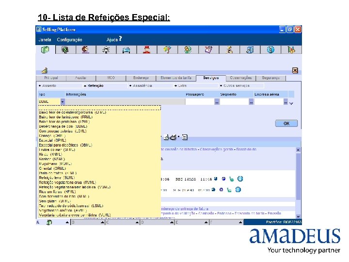10 - Lista de Refeições Especial: 