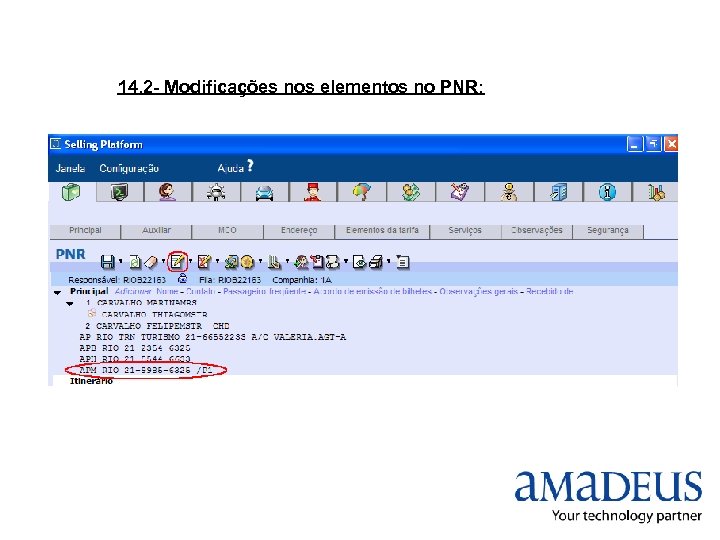 14. 2 - Modificações nos elementos no PNR: 