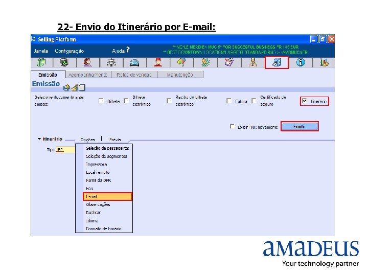 22 - Envio do Itinerário por E-mail: 