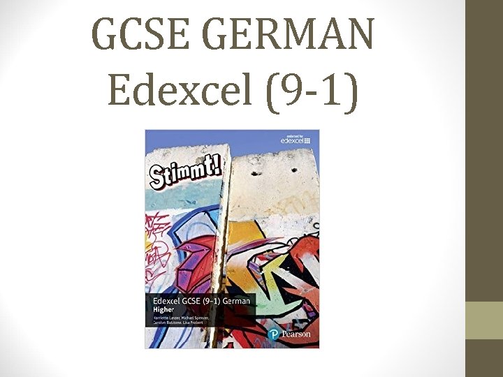 GCSE GERMAN Edexcel (9 -1) 