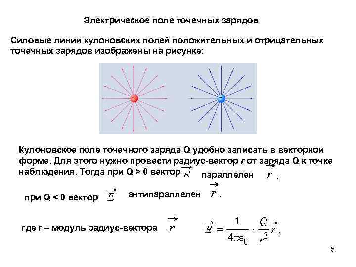 Поле точечного заряда рисунок