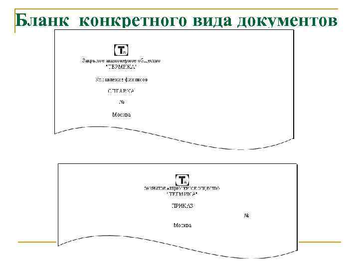 Бланк конкретного вида документов 