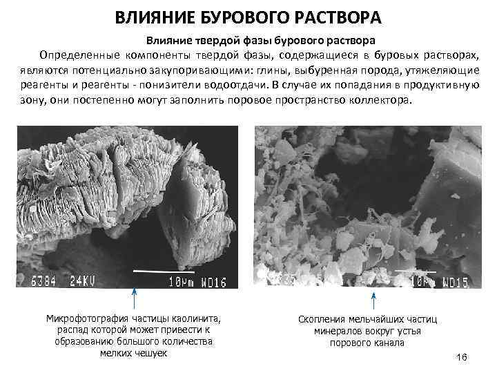 ВЛИЯНИЕ БУРОВОГО РАСТВОРА Влияние твердой фазы бурового раствора Определенные компоненты твердой фазы, содержащиеся в